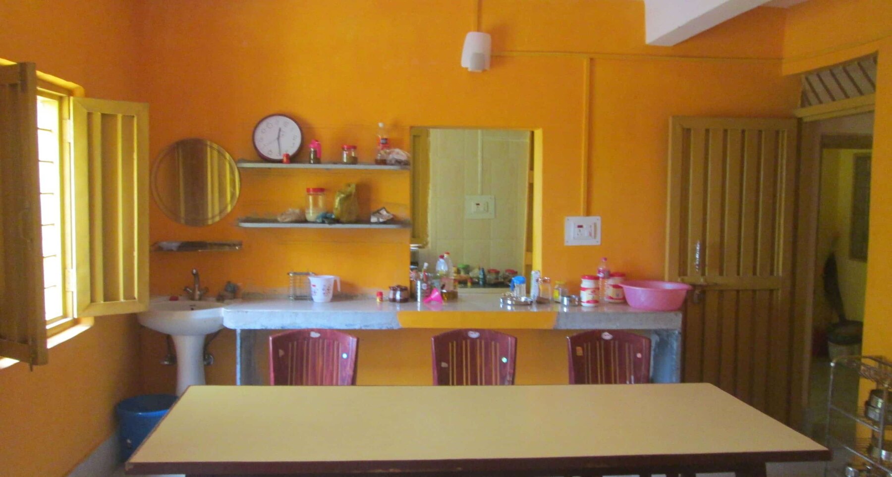 Dining room and meal area The simple dining room and meal-preparation area at the treatment centre