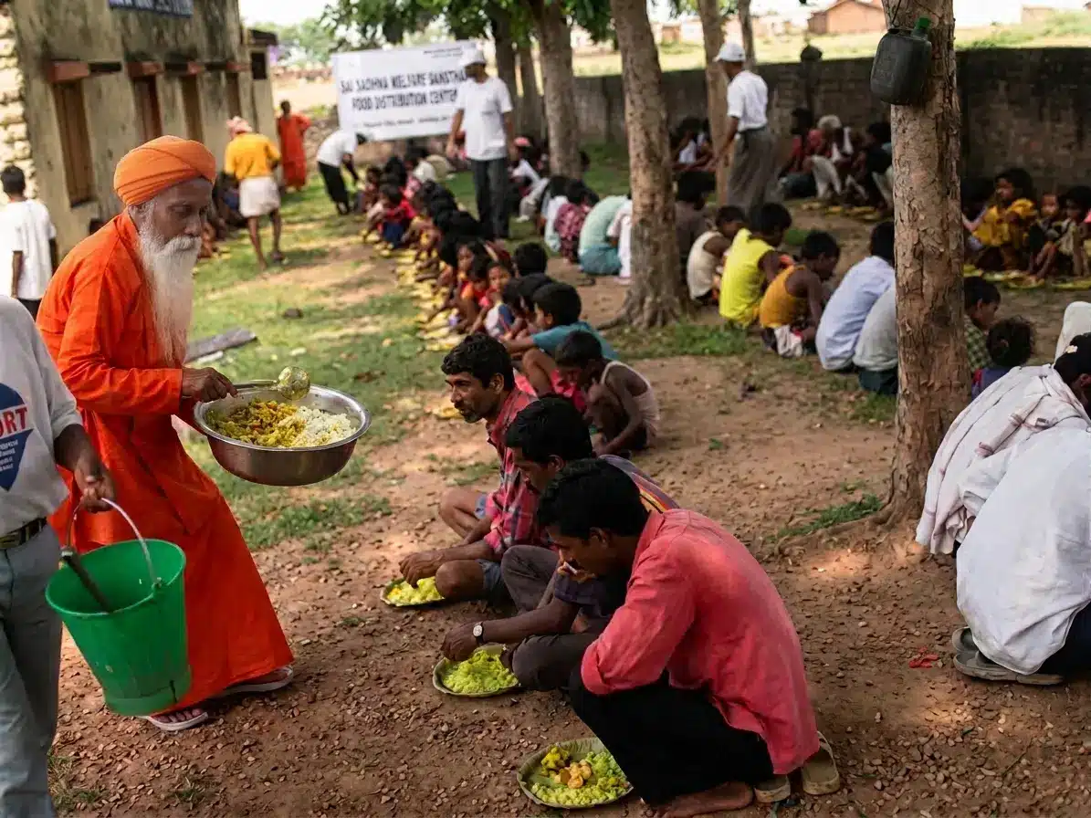 narayana-seva-osaka Food distribution and community service at Ánanda Nagar